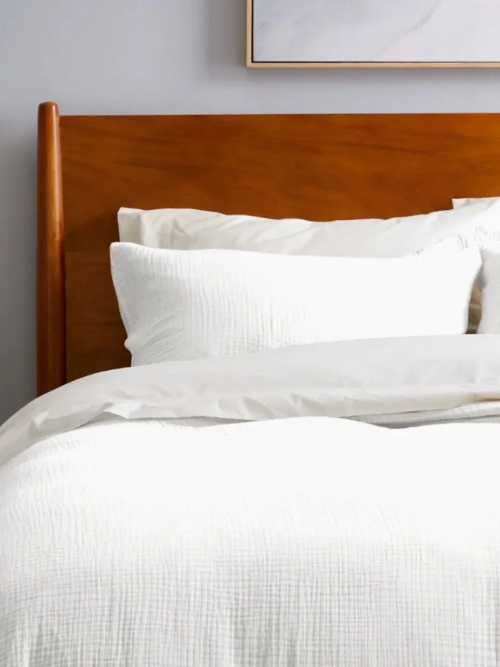 New king set of 2 airy gauze shams white